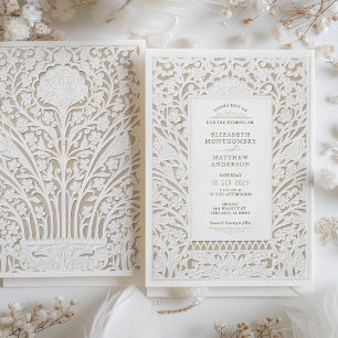 Invitation Faux Ivory Lace Mariage