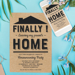 Invitation Faux Kraft Leave Parents Funny Houclier Party