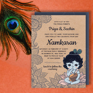 Invitation Faux Kraft Namkaran Baby Naming Ceremony