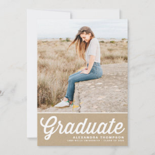 Invitation Faux Kraft Retro Bold Typographie Photo Graduation