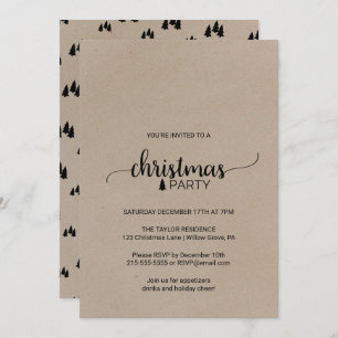 Invitation Faux Kraft Simple Calligraphie Noël