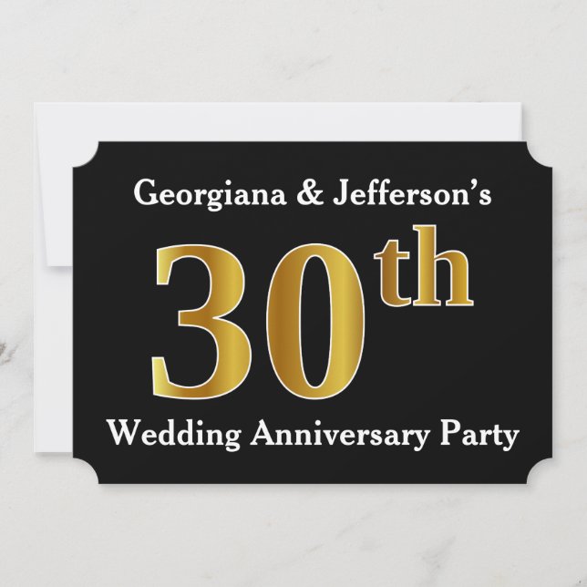 Invitation Faux look or 30e anniversaire de mariage (Devant)