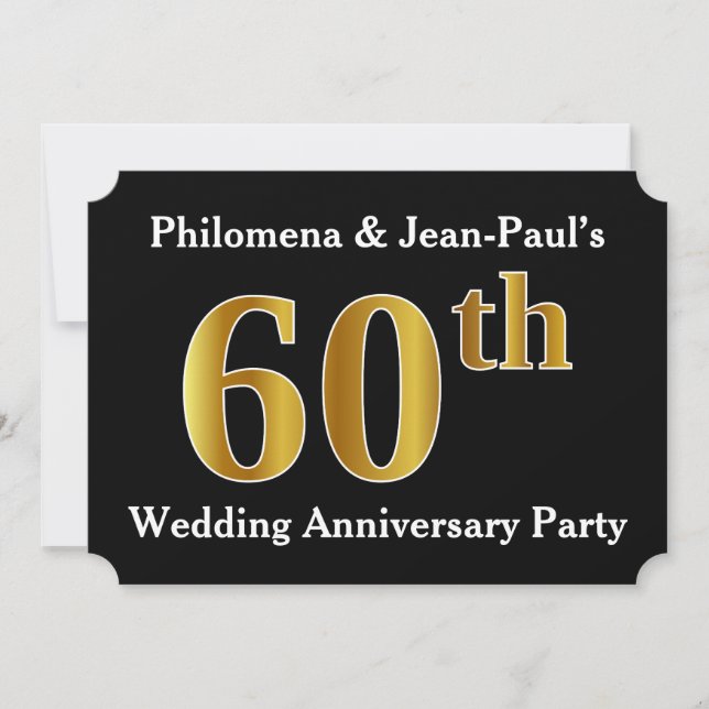 Invitation Faux look or 60e anniversaire de mariage (Devant)