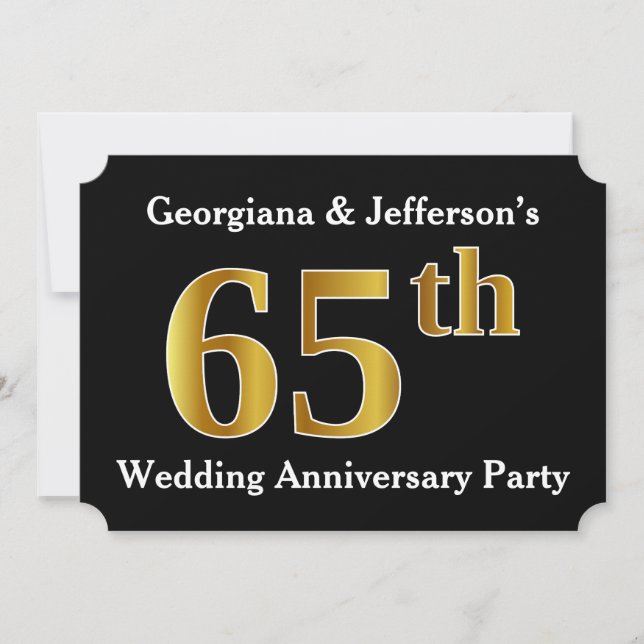 Invitation Faux look or en 65e anniversaire de mariage (Devant)