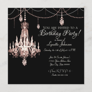 Invitation FAUX Lustre en cristal français Fête d'anniversair