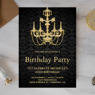 Invitation Faux lustre vintage lustrerie fête d'anniversaire