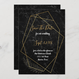 Invitation Faux Marble Géométrique Enregistrer la date