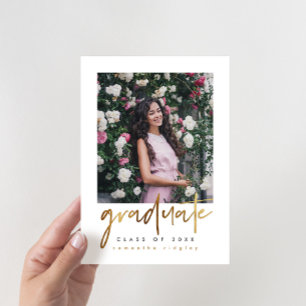 Invitation Faux Marbre et Typographie Graduation Party Photo