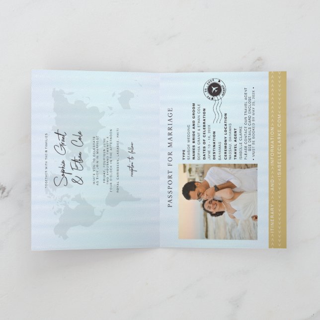 Invitation Faux Mariage de Destination de Passeport d'Avion e (Intérieur)
