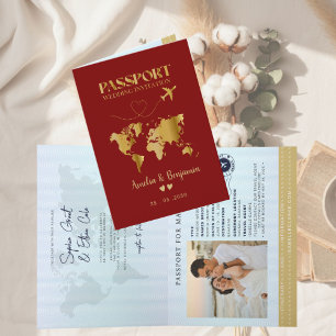 Invitation Faux Mariage de Destination de Passeport d'Avion e