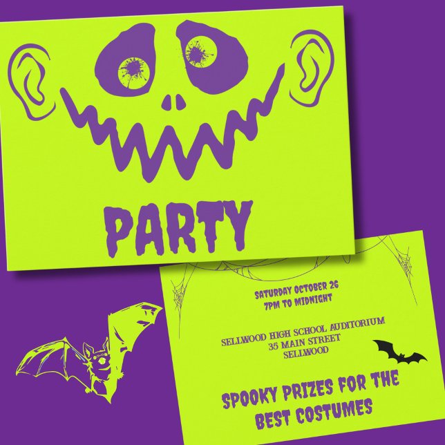 Invitation Faux Neon Fête d'Halloween du Monstre Whimsical (Créateur téléchargé)