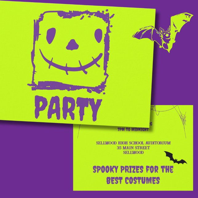 Invitation Faux Neon Halloween Party (Créateur téléchargé)