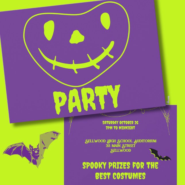 Invitation Faux Neon Halloween Party (Créateur téléchargé)