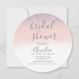 Invitation Faux Ombré Pailleté Rose Élégant pour Enterrement 