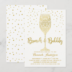Invitation Faux Or & Blanc Brunch & Champagne Enterrement de