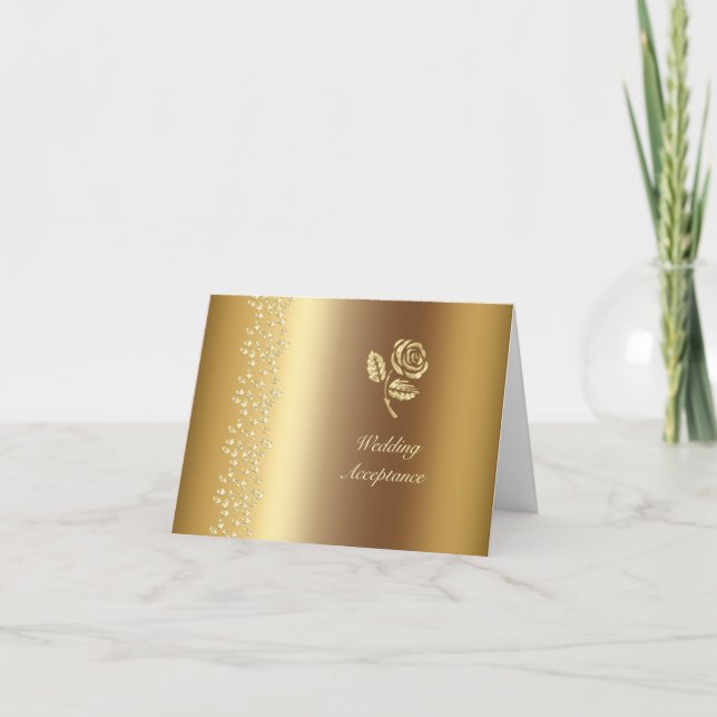 Invitation Faux Or cœurs imprimés et réponse de mariage Rose  (Devant)