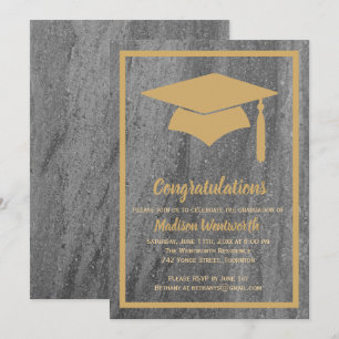 Invitation Faux or et carton de fin d'études