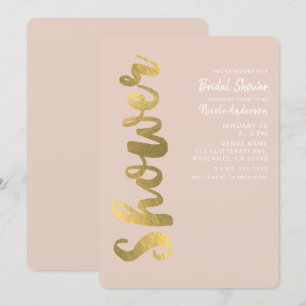 Invitation Faux Or Feuille D'or Beige Luxueux Mariage