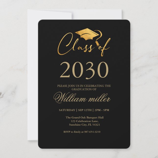 Invitation Faux or Graduation de lycée chic Party (Devant)