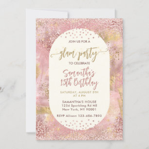 Invitation Faux or rose gold pailleté Fête de Spa pour Filles