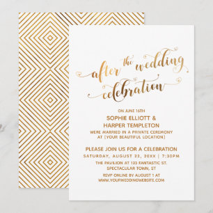 Invitation Faux Or sur Fond Blanc Après la Célébration de Mar