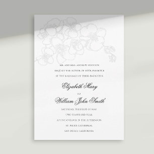 Invitation Faux Orchidées Blanches Embossées Mariage Élégant