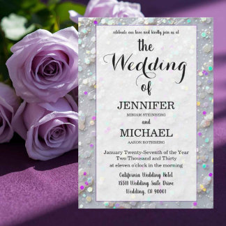 Invitation Faux Pailleté Iridescent | Mariage Luxueux Code QR