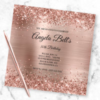Faux Pailleté Or Rose Brillant Monogrammé en Feuil