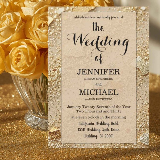 Invitation Faux Paillettes D'or | Luxe Mariage Code QR (Créateur téléchargé)