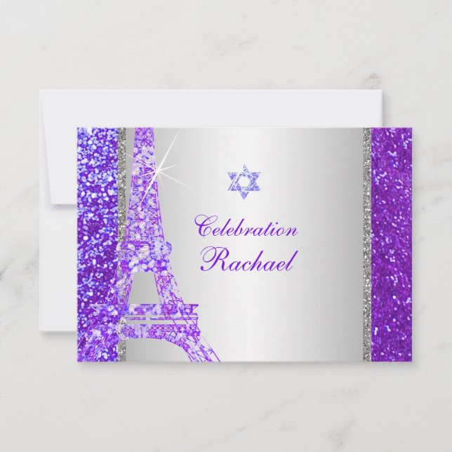 Invitation Faux paillettes PixDezines pour célébration eiffel (Devant)