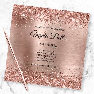 Invitation Faux Paillettes Rose Gold Brillant Monogramme Bros