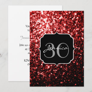 Invitation Faux paillettes rouge foncé éclats de glamour mono