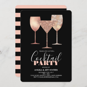 Invitation Faux Parties scintillant Cocktail Party