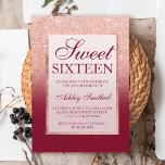 Invitation Faux parties scintillant d'or rose ombre bordeaux<br><div class="desc">Une douche à parties scintillant en or faux rose moderne, assez chic et élégante ombre avec marsala burgundy bloc couleur Sweet 16 anniversaire invitation avec or rose ombre motif avec cadre doré bordeaux et élégant Parfait pour un Sweet sixteen princesse, parfait pour elle, la fashionista qui aime motif moderne et...</div>