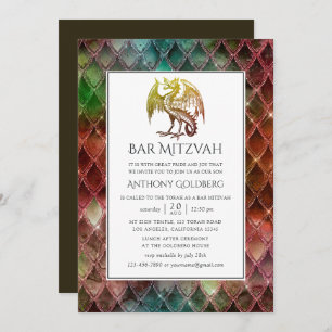 Invitation Faux Parties scintillant Dragon thème Bar Mitzvah
