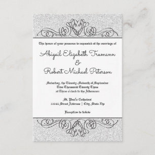 Invitation Faux Parties scintillant Formal Flourish - 3x5 Mar
