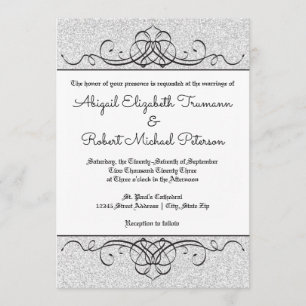 Invitation Faux Parties scintillant Formal Flourish-5x7Weddin