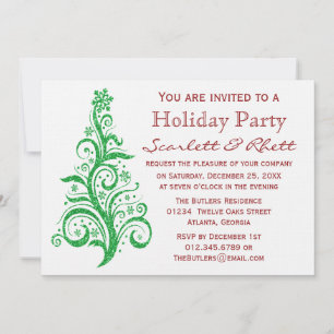 Invitation Faux Parties scintillant Noël Arbre Fête
