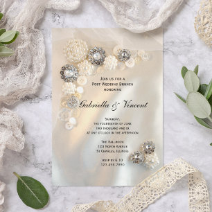 Invitation Faux Pearl Boutons Diamond Mariage Post Brunch