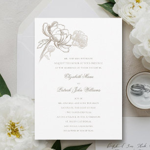Invitation Faux Peonies Embossées Mariage classique formel