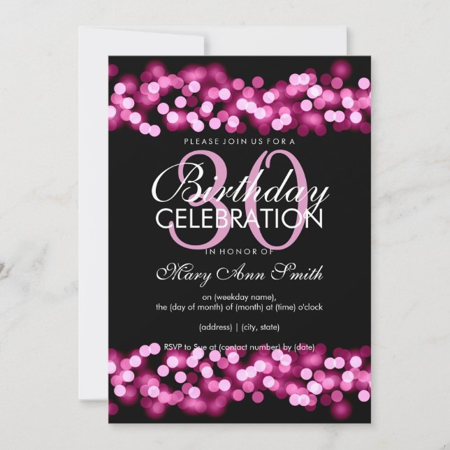 Invitation Faux Pink Hollywood Glam 30e anniversaire (Devant)