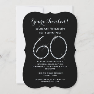 Invitation Faux Rhinestone 60e anniversaire