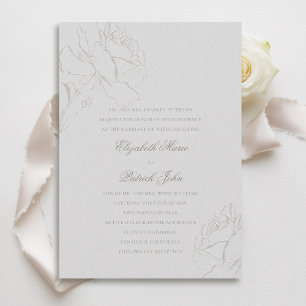 Invitation Faux Rose Embossés Ivory Formal Parents Mariage
