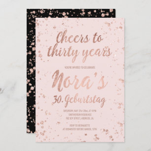 Invitation Faux rose en or confetti blush trente-troisième an