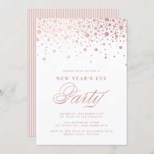Invitation Faux Rose Gold Foil Confetti fête de la Saint-Sylv
