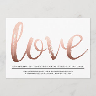 Invitation Faux Rose Gold Foil Love