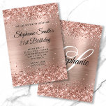 Invitation Faux Rose Gold Parties scintillant Foil Monogramme<br><div class="desc">Une invitation glamour monogrammée 21e anniversaire célébration 5x7 pour elle. Faux brillante parties scintillant en or rose contre une coordination faux brillant image graphique en feuille de métal brossé. Le monogramme et le texte de calligraphie noir et blanc peuvent être customisés. Tous les éclats roses et brillants de ce design...</div>