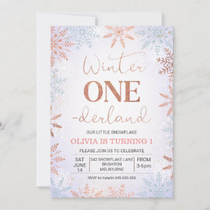 Invitation Faux Rose Gold Winter Anniversaire d'un derland
