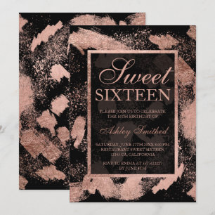 Invitation Faux rose or bracelets splatter chic Sweet 16