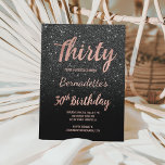 Invitation Faux rose or noir parties scintillant 30e annivers<br><div class="desc">Faux rose or noir parties scintillant 30e anniversaire Une invitation moderne 30e fête d'anniversaire avec une invitation moderne, originale et simple faux rose or feuille d'or avec parties scintillant noire ombre et écriture manuscrite typographie sur un arrière - plan de couleur noire entièrement personnalisable. . Si vous avez besoin d'un...</div>